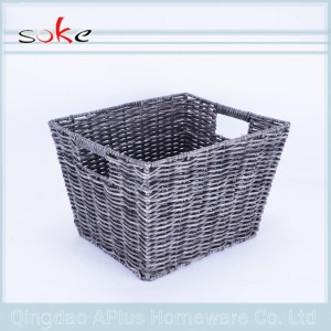 Venda quente de boa qualidade PE rattan handmade tecido cesta de armazenamento